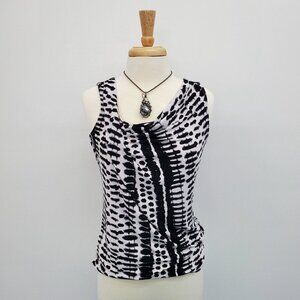 Ivanka Trump Womens Sleeveless Black & White Blouse Top Size M Career Casual